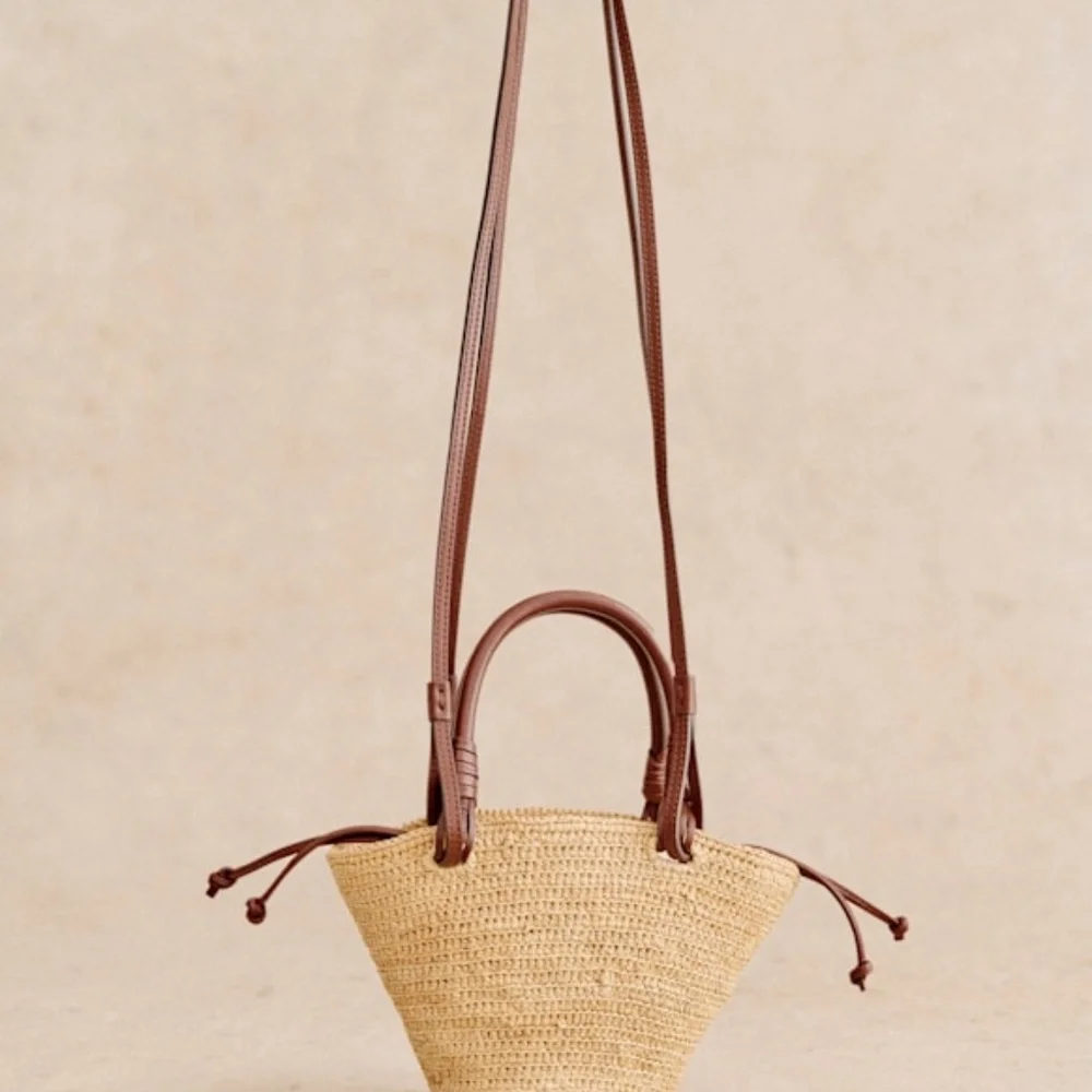Sezane Justine Mini Basket Bag Natural Raffia - Size TU - Picture 5 of 5